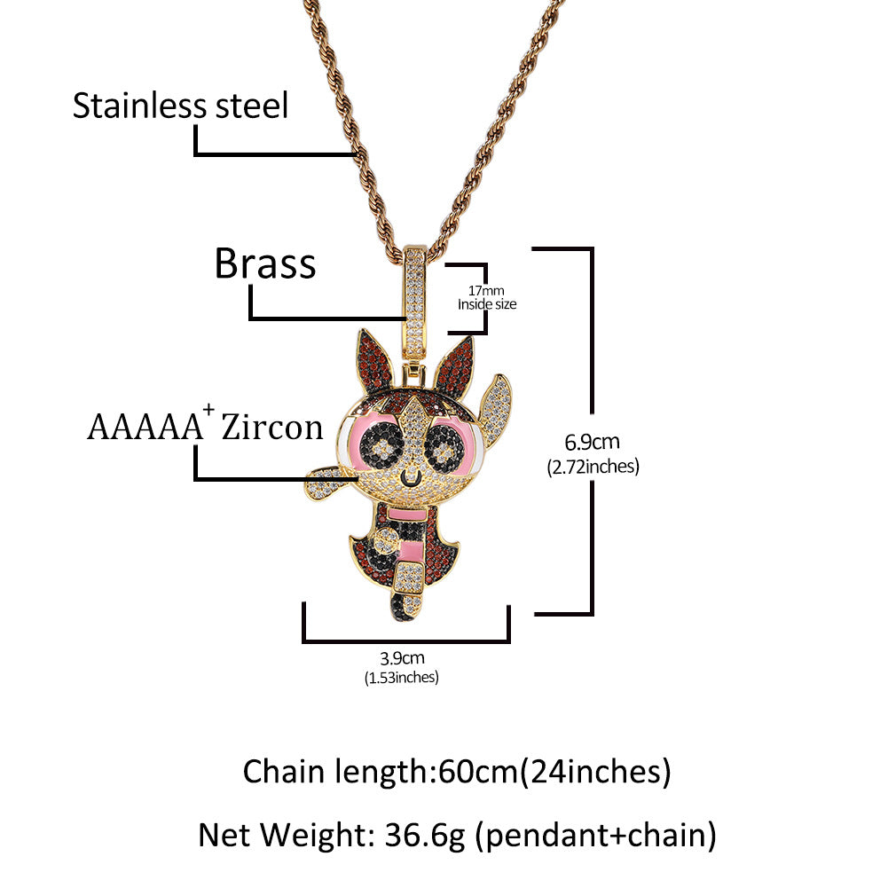 The Powerpuff Girls CZ Gem Pendant