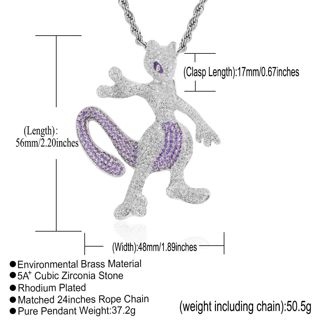 Pokemon Mewtwo ミュウツー CZ Gem Pendant