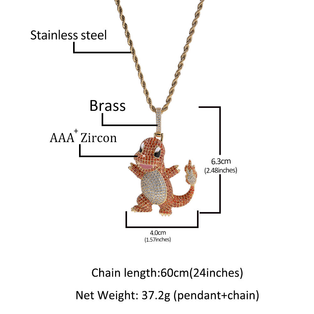 Pokemon Charmander ヒトカゲ CZ Gem Pendant