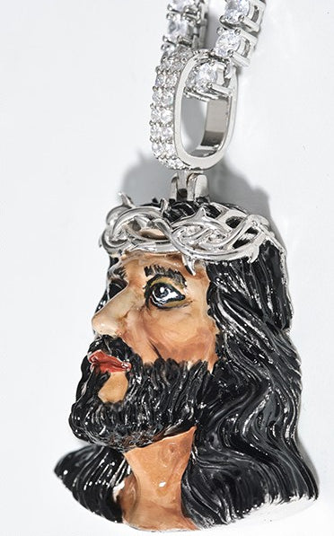 S925 Jesus CZ stone Pendant with Rope Chain