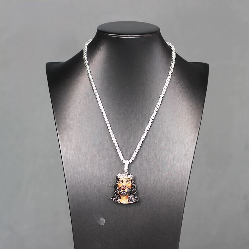 S925 Jesus CZ stone Pendant with Rope Chain