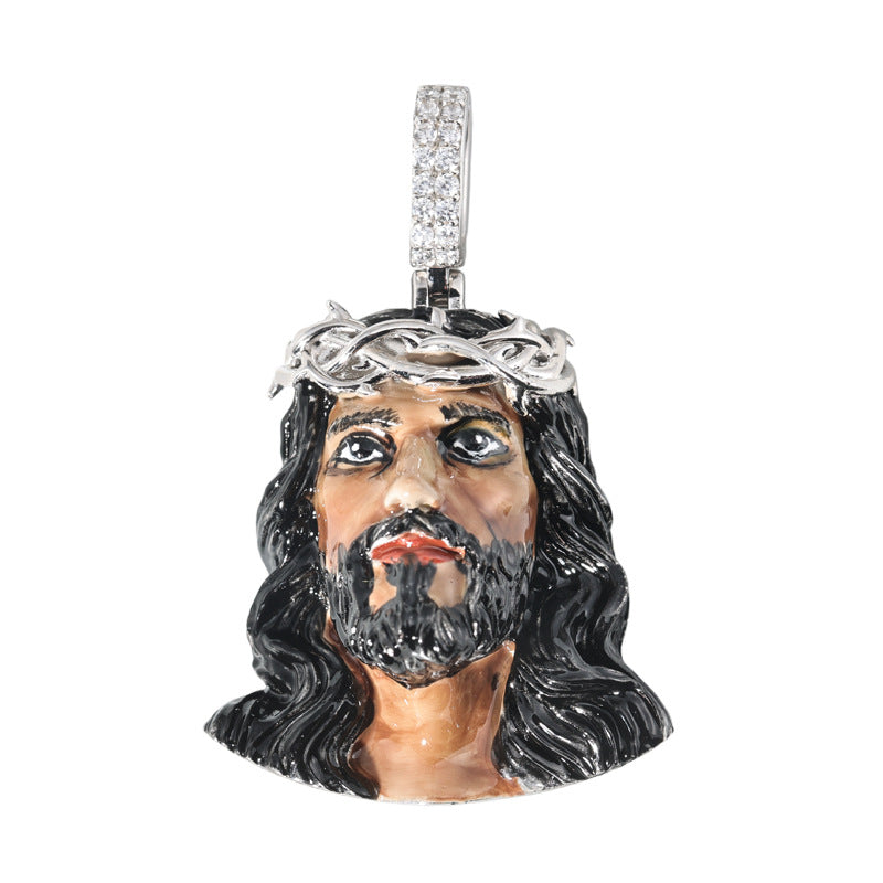 S925 Jesus CZ stone Pendant with Rope Chain